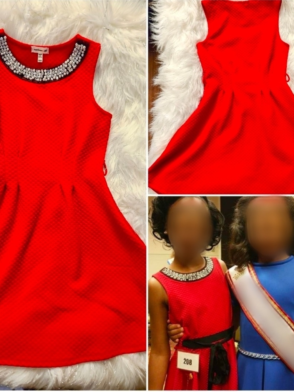 Monteau Red Jewel-Neck Fit & Flare Dress